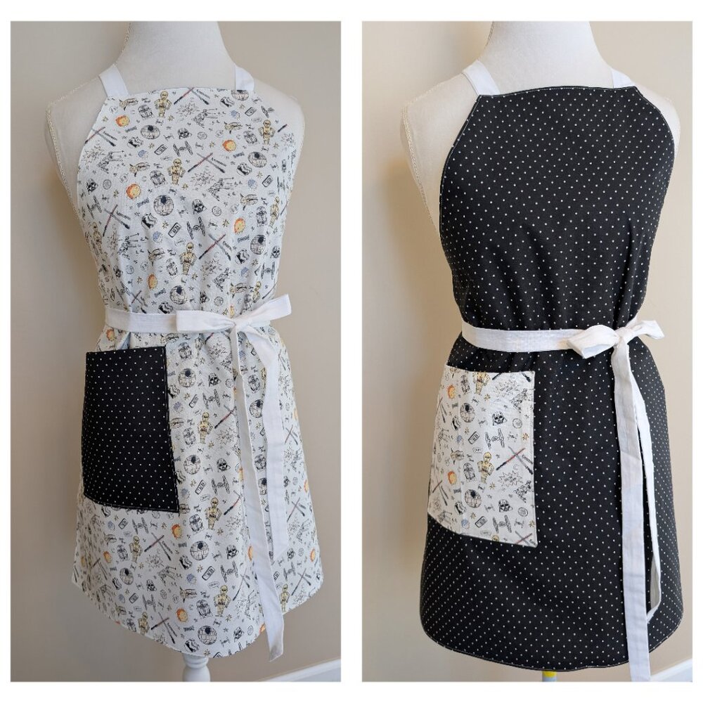 NWT Handmade Reversible Apron - Star Wars and polka dots - One Size - OOAK
